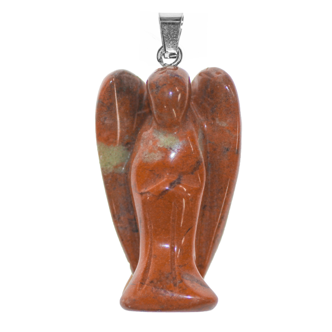 Angel Stone Pendant, 35mm x 22mm, Available in Multiple Semi-Precious Stones - 1 pc