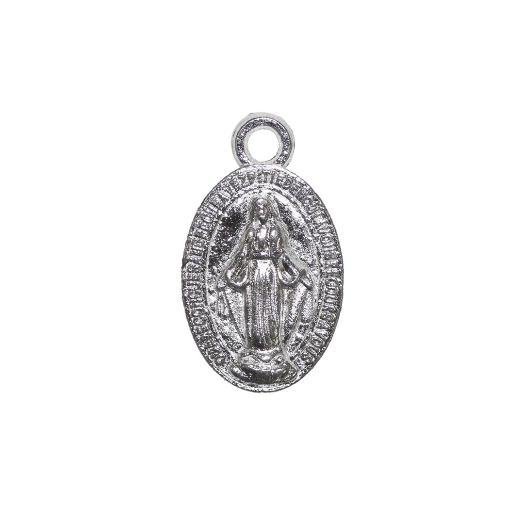 Charms, Engraved Mary, Bright Silver, Alloy, 14mm x 8.5mm, Sold Per pkg 16
