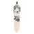 Gemstone Pendant, Flower Wrapped Stone Hexagon, Antique Silver, Alloy, 62mm x 14mm, Available in Multiple Gemstones, 1 pc