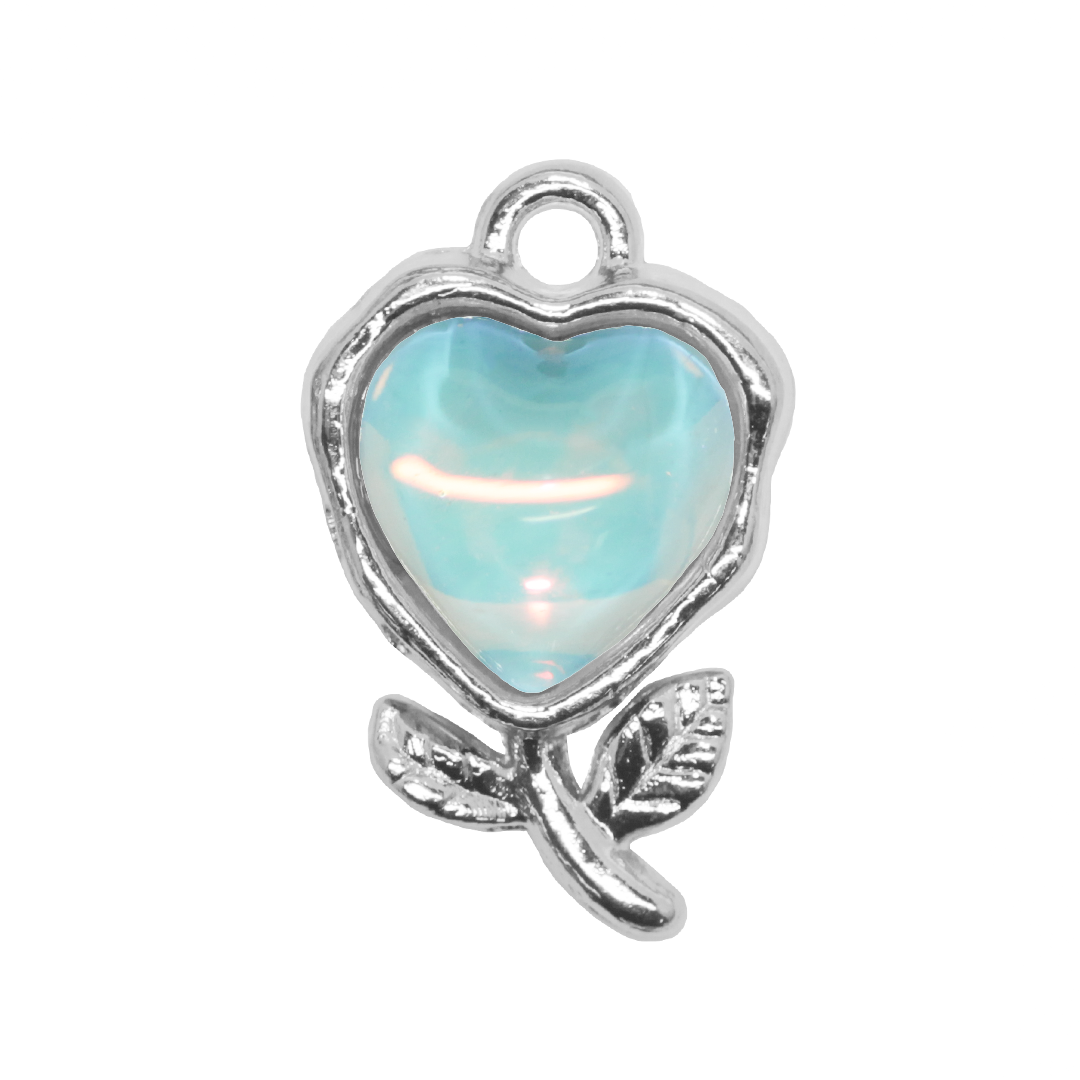 Charm, Crystal Heart, Silver, Alloy, 16mm x 10.5mm x 4mm, Sold Per pkg of 10, Available in Multiple Colours