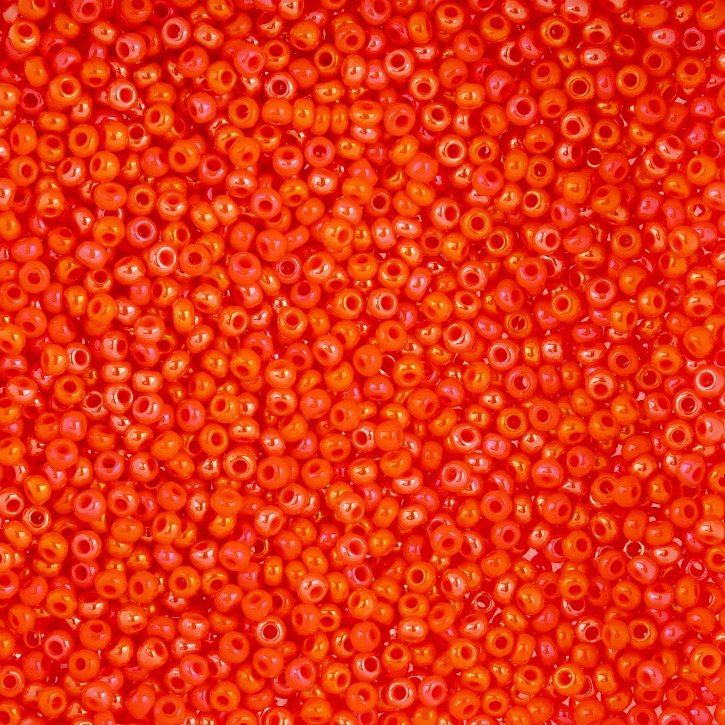 Czech Seed Beads apx. 22g Vial 10/0 Opaque Orange AB (24)