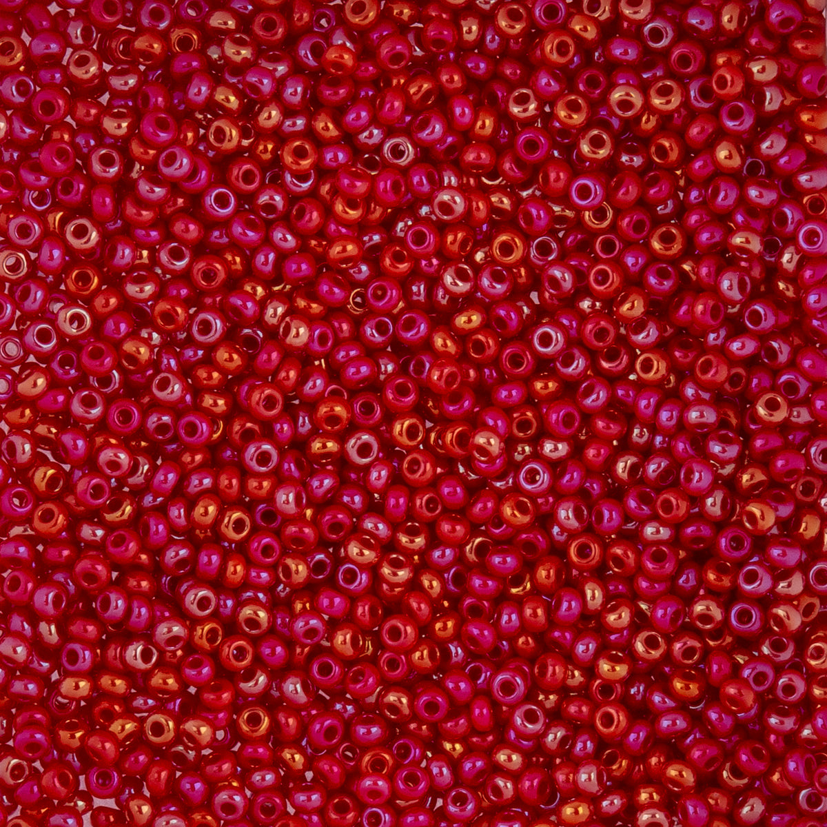 Czech Seed Beads apx. 22g Vial 10/0 Opaque Medium Red AB (13)