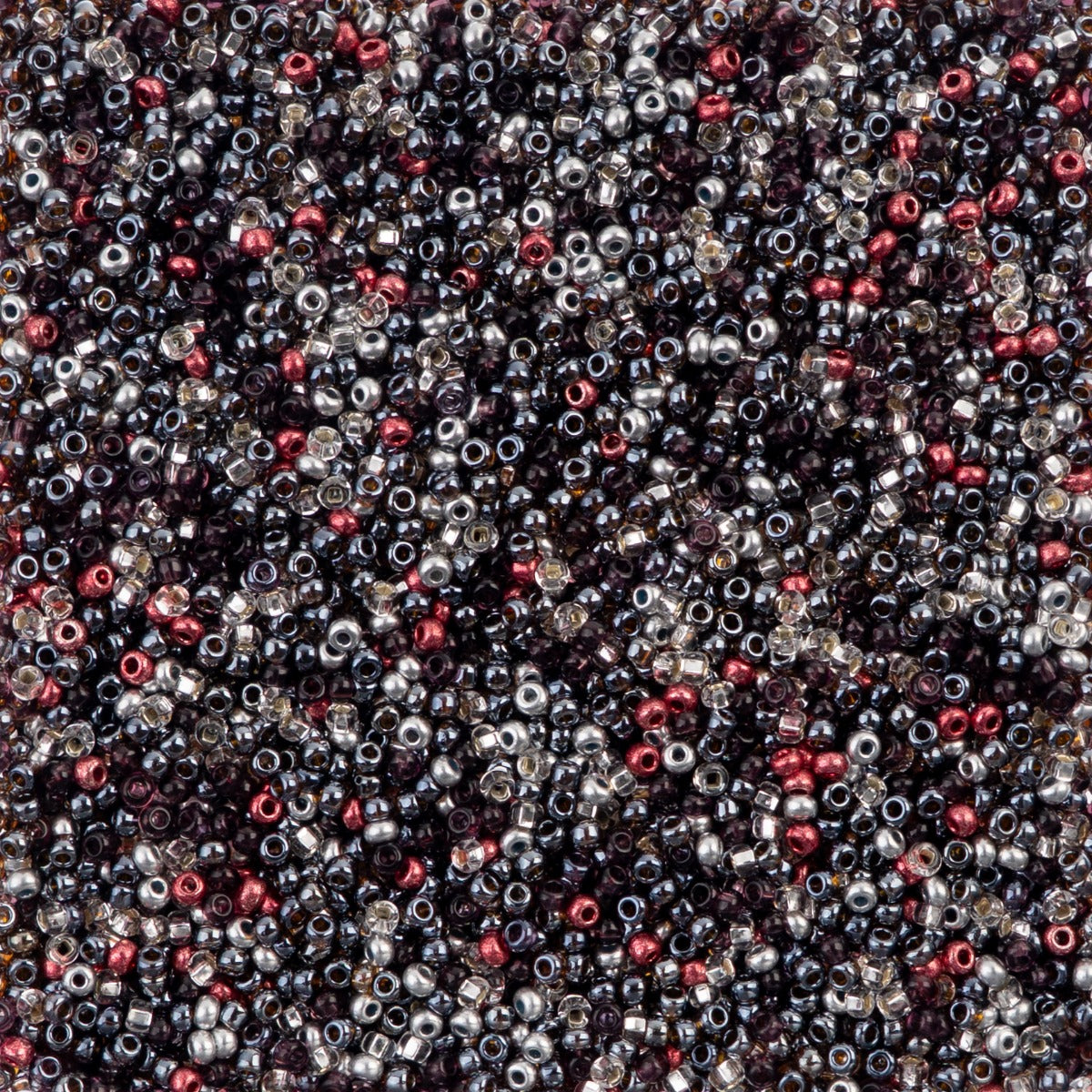 Czech Seed Beads apx. 22g Vial 10/0 Steel and Scarlet Mix (22)