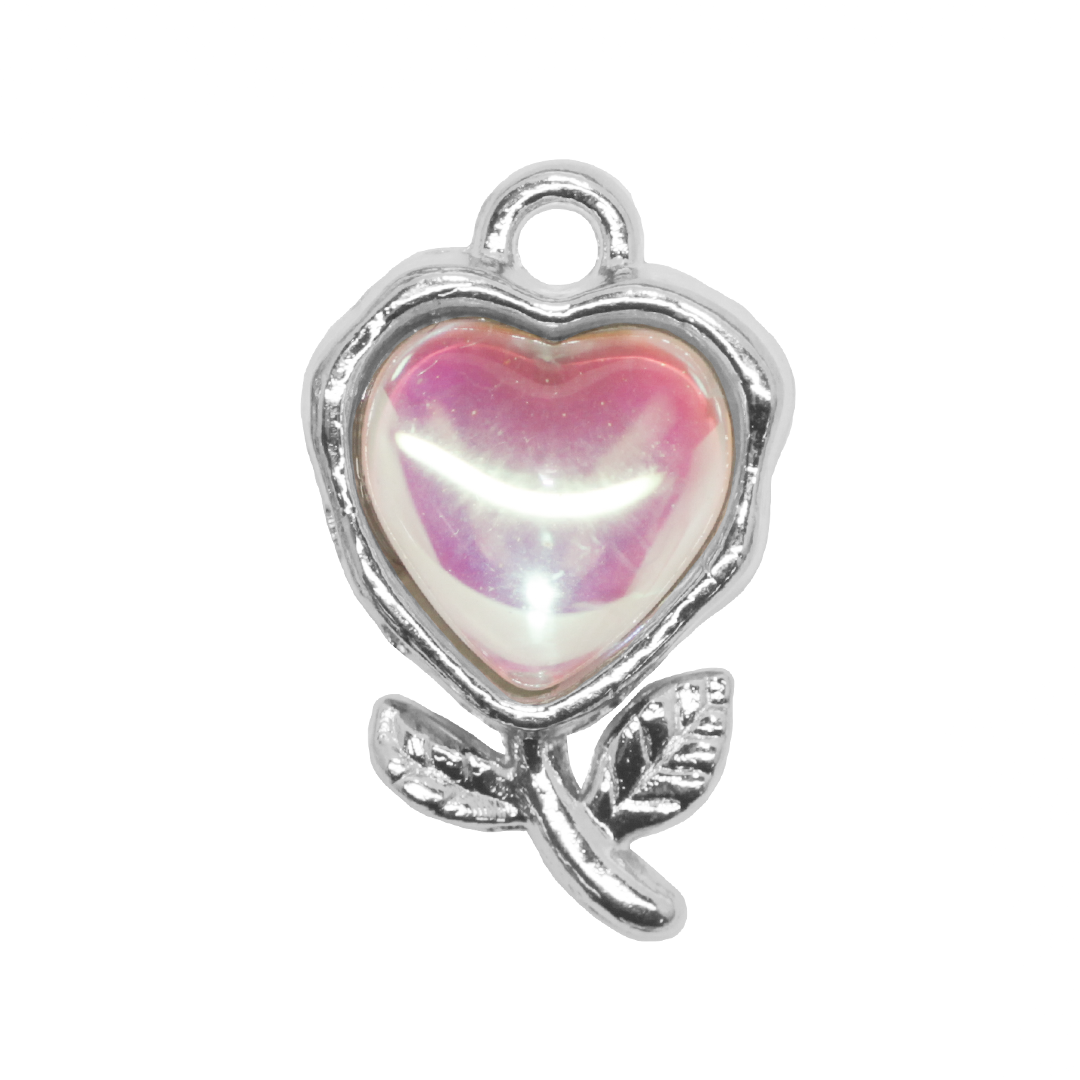 Charm, Crystal Heart, Silver, Alloy, 16mm x 10.5mm x 4mm, Sold Per pkg of 10, Available in Multiple Colours