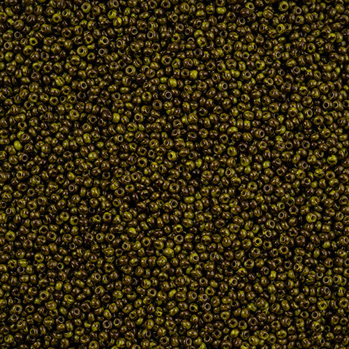 Czech Seed Bead 11/0 Opaque Travertine on Black (77)