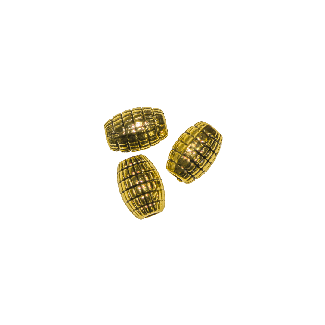 Spacers, Quilted Barrel Spacer, Gold, Alloy, 7mm x 5mm, Sold Per pkg of 24
