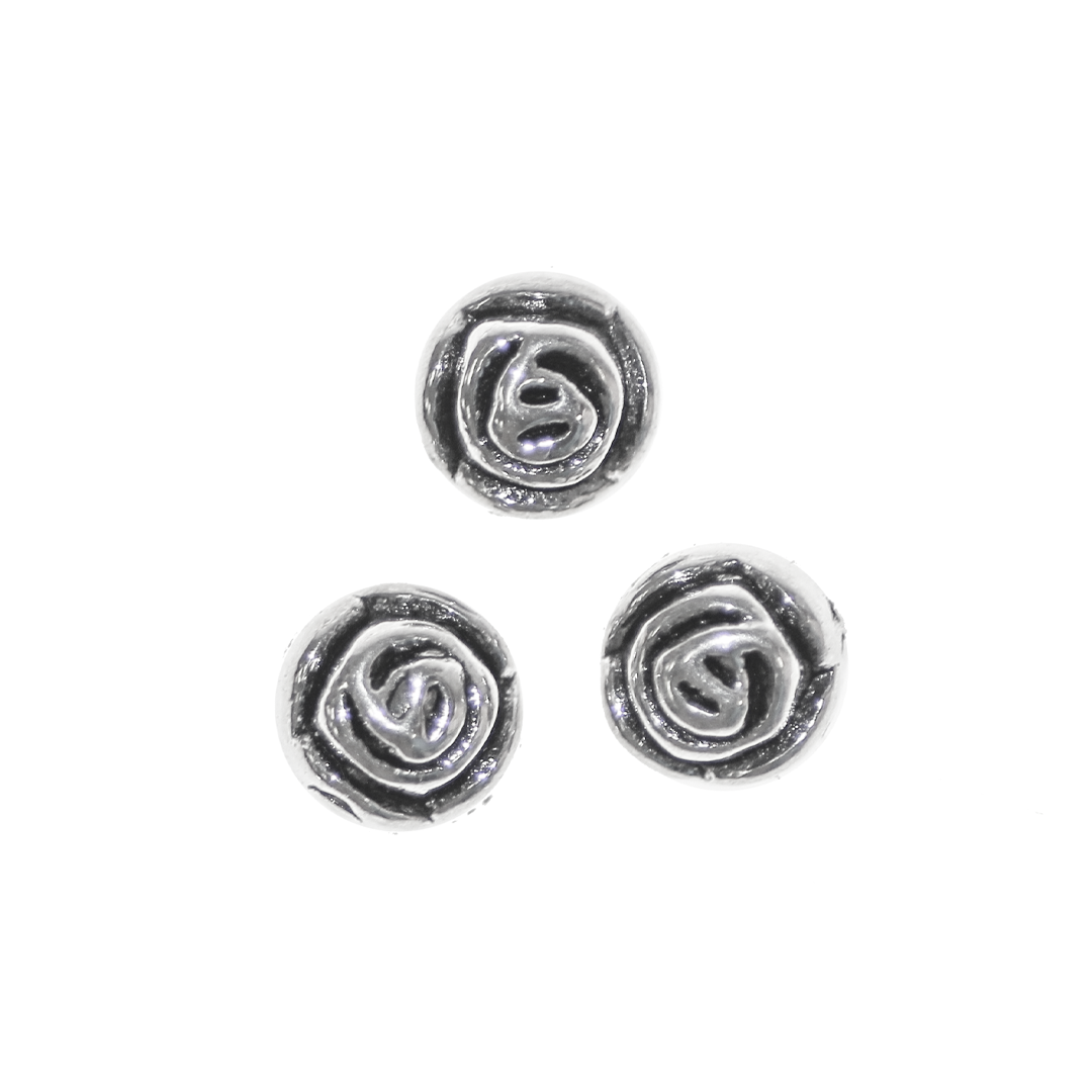 Spacers, Rose, Silver, Alloy, 7.5mm x 7mm, Sold Per pkg of 12