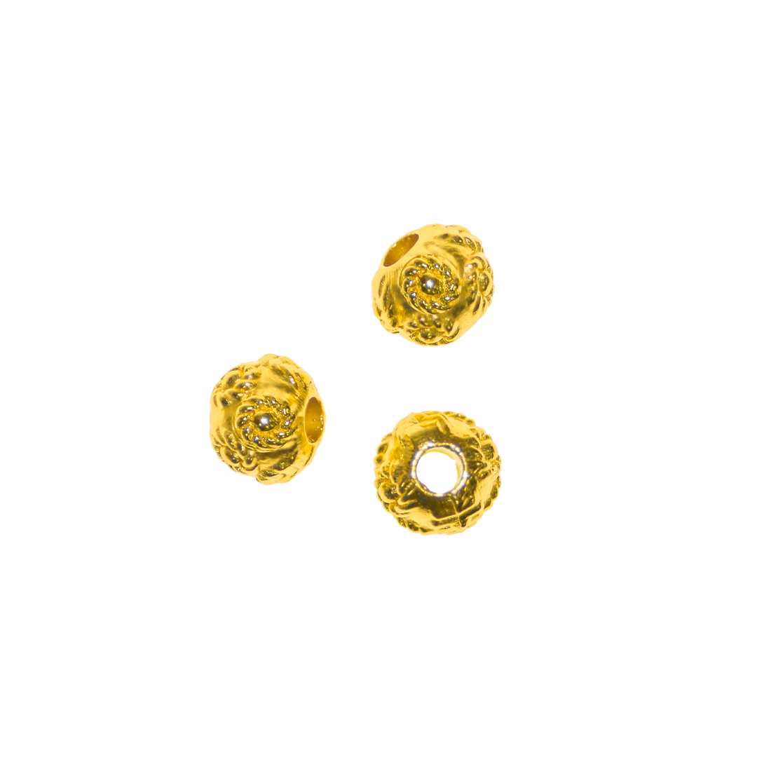 Spacers, Patterned Rondelle Bead, Gold, Alloy, 6mm x 5mm, Sold Per pkg of 32