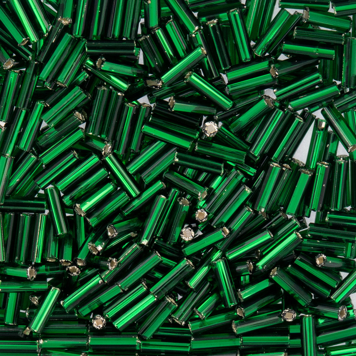 Czech Bugle Beads apx. 19g Vial #3 S/L Green
