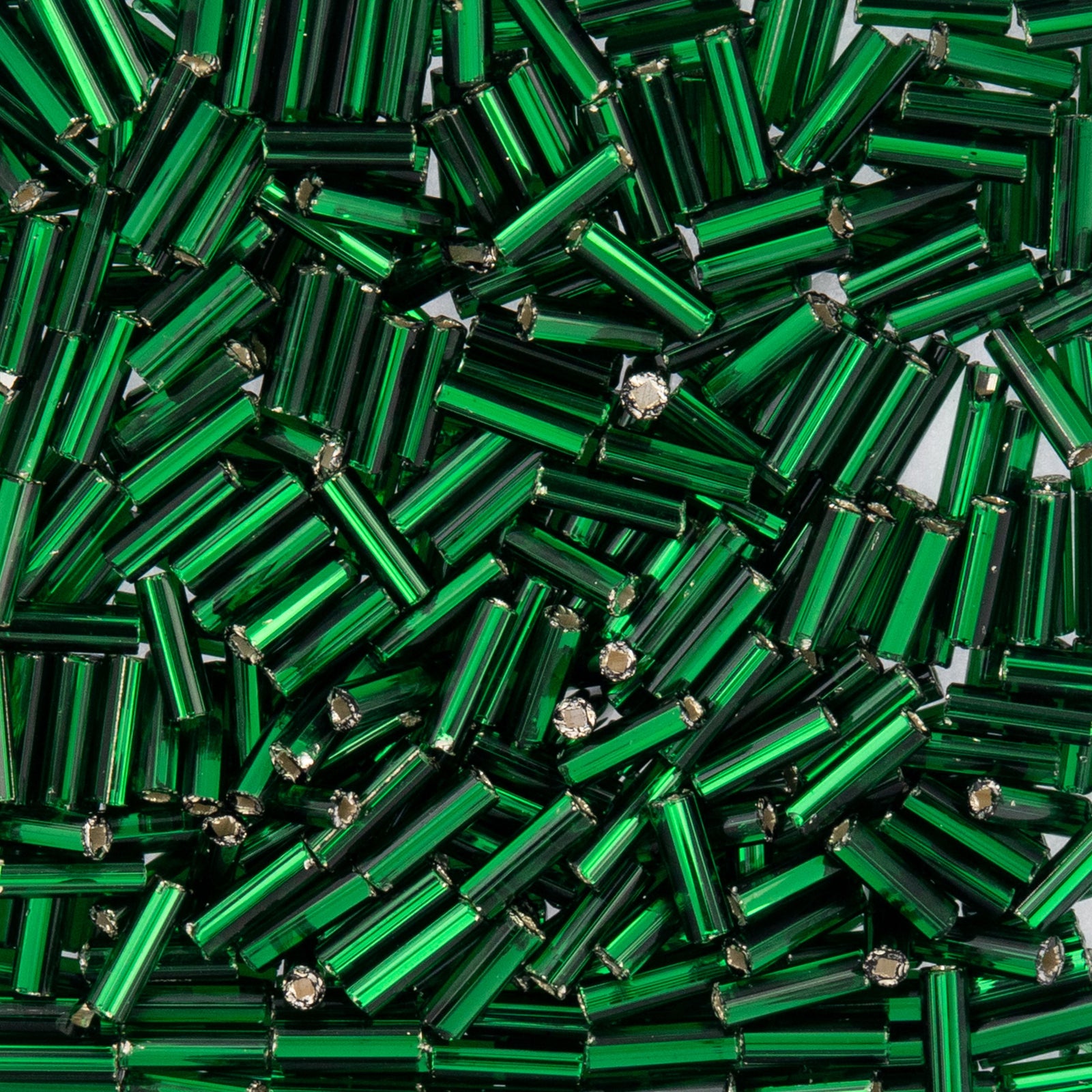 Czech Bugle Beads apx. 19g Vial #3 S/L Green