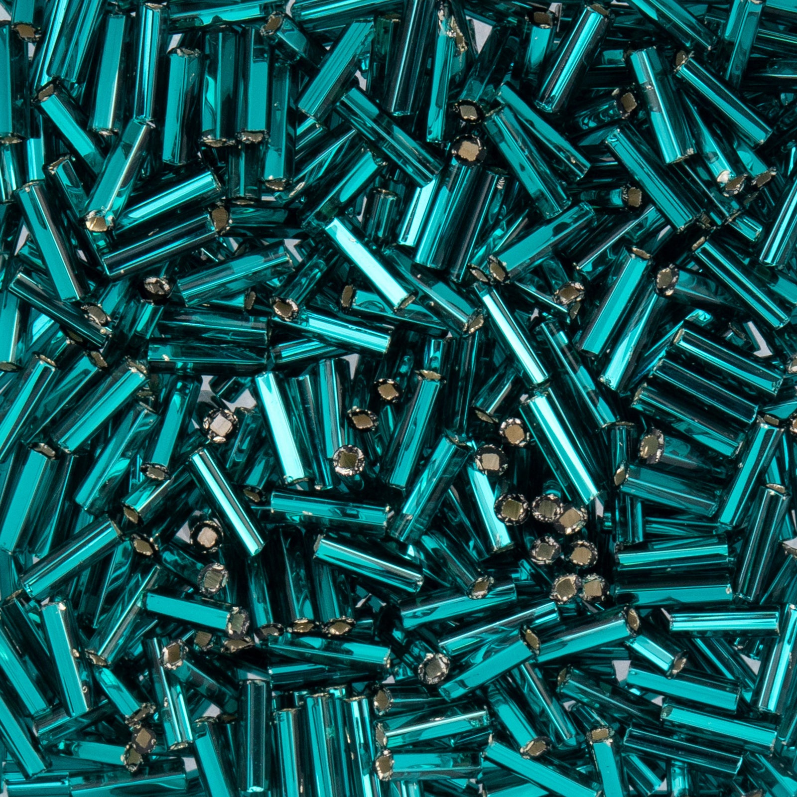 Czech Bugle Beads apx. 19g Vial #3 S/L Teal Green
