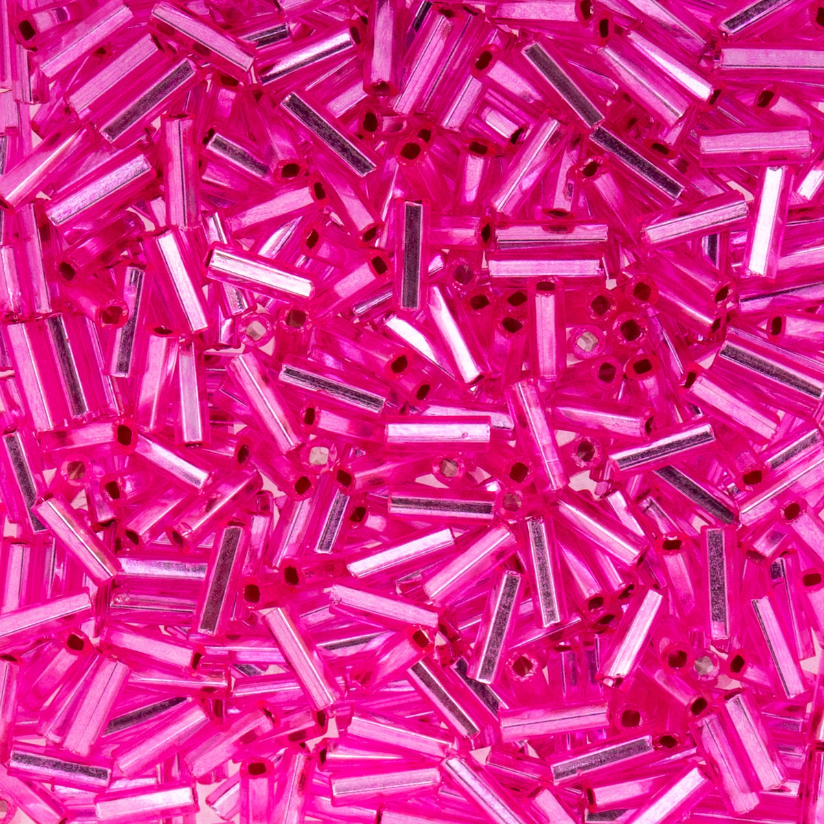 Czech Bugle Beads apx. 19g Vial #3 S/L Fuchsia Dyed