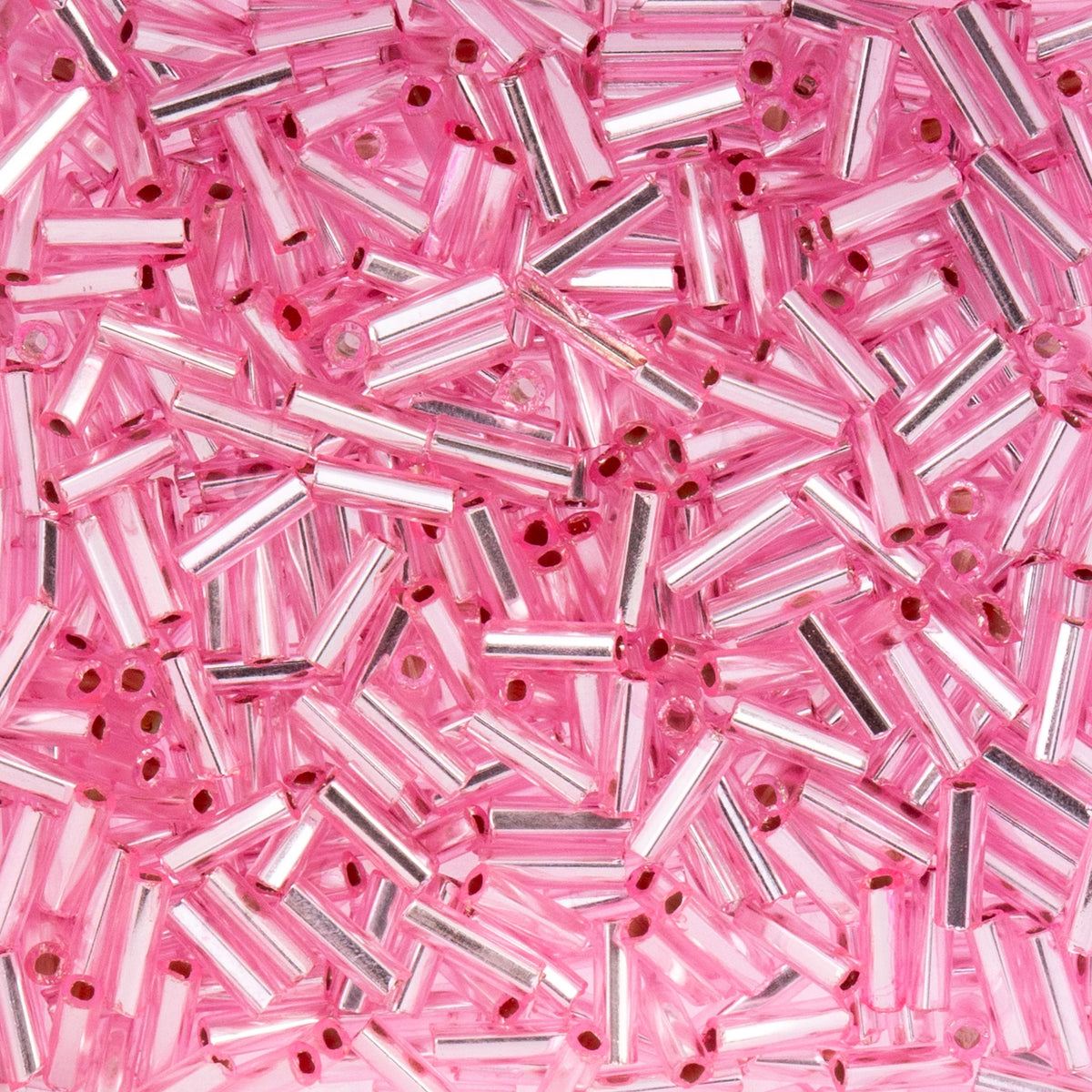 Czech Bugle Beads apx. 19g Vial #3 S/L Pink Dyed