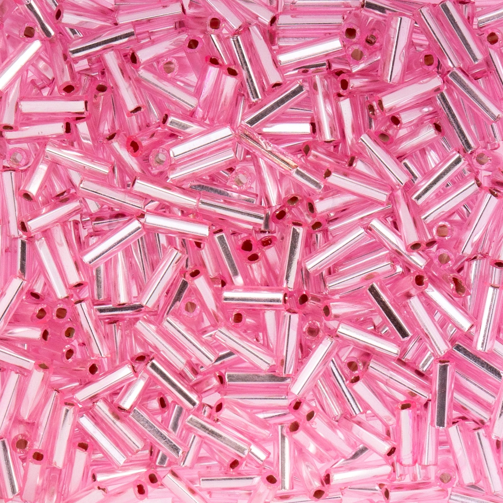 Czech Bugle Beads apx. 19g Vial #3 S/L Pink Dyed