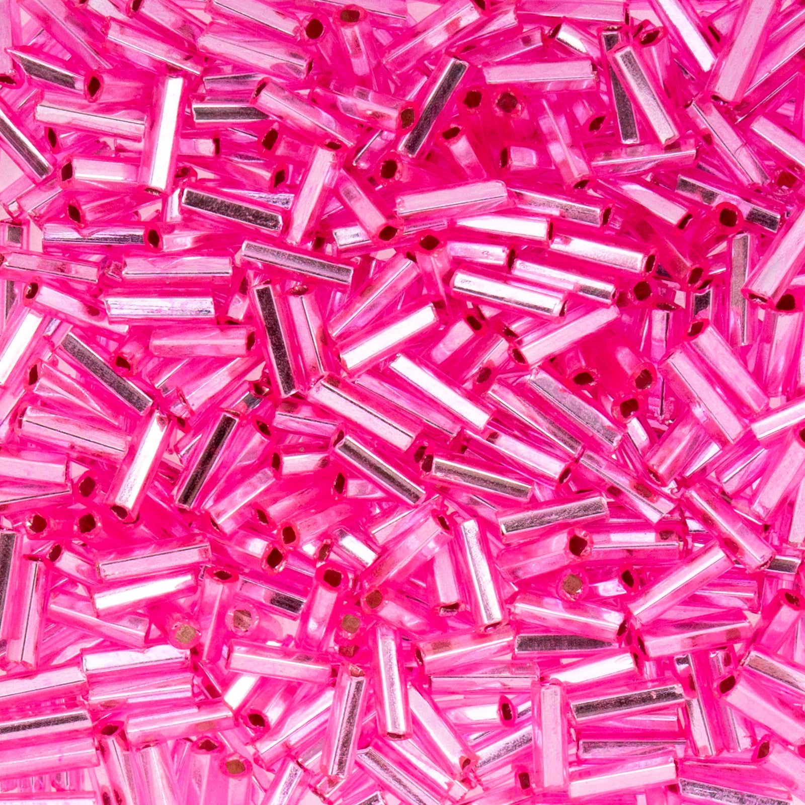 Czech Bugle Beads apx. 19g Vial #3 S/L Rose Dyed