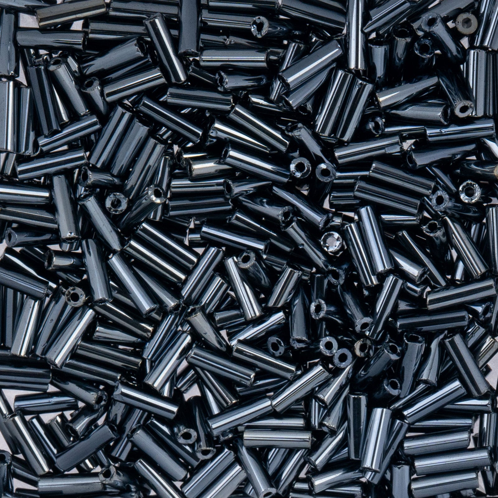 Czech Bugle Beads apx. 19g Vial #3 Metallic Gunmetal