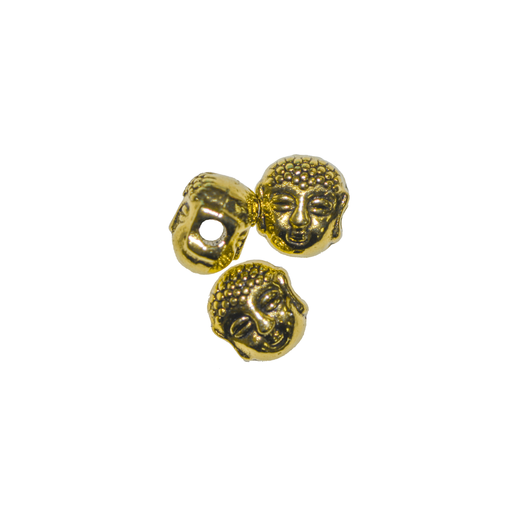 Spacers, Buddha Head Spacer, Gold, Alloy, 7mm x 7mm, Sold Per pkg of 12