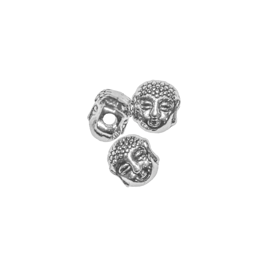 Spacers, Buddha Head, Silver, Alloy, 7mm x 6mm, Sold Per pkg of 12