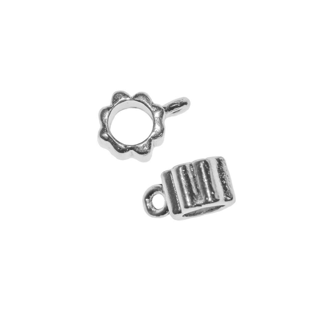 Spacers, Charm Holder, Silver, Alloy, 11mm x 8mm, Sold Per pkg of 14