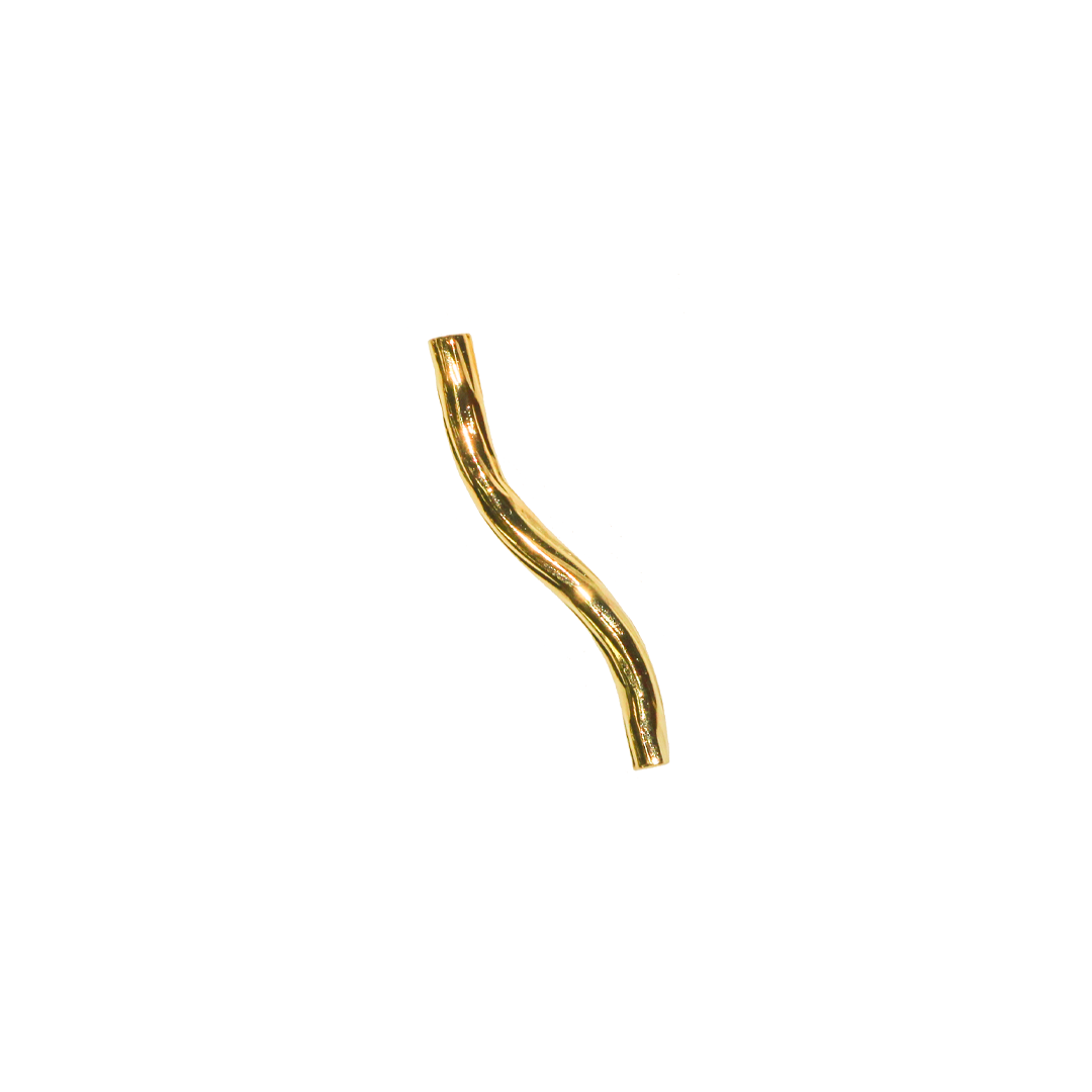 Spacers, S Tube Faceted Spacer, Bright Gold, Alloy, 20mm x 2mm, Sold Per pkg of 30