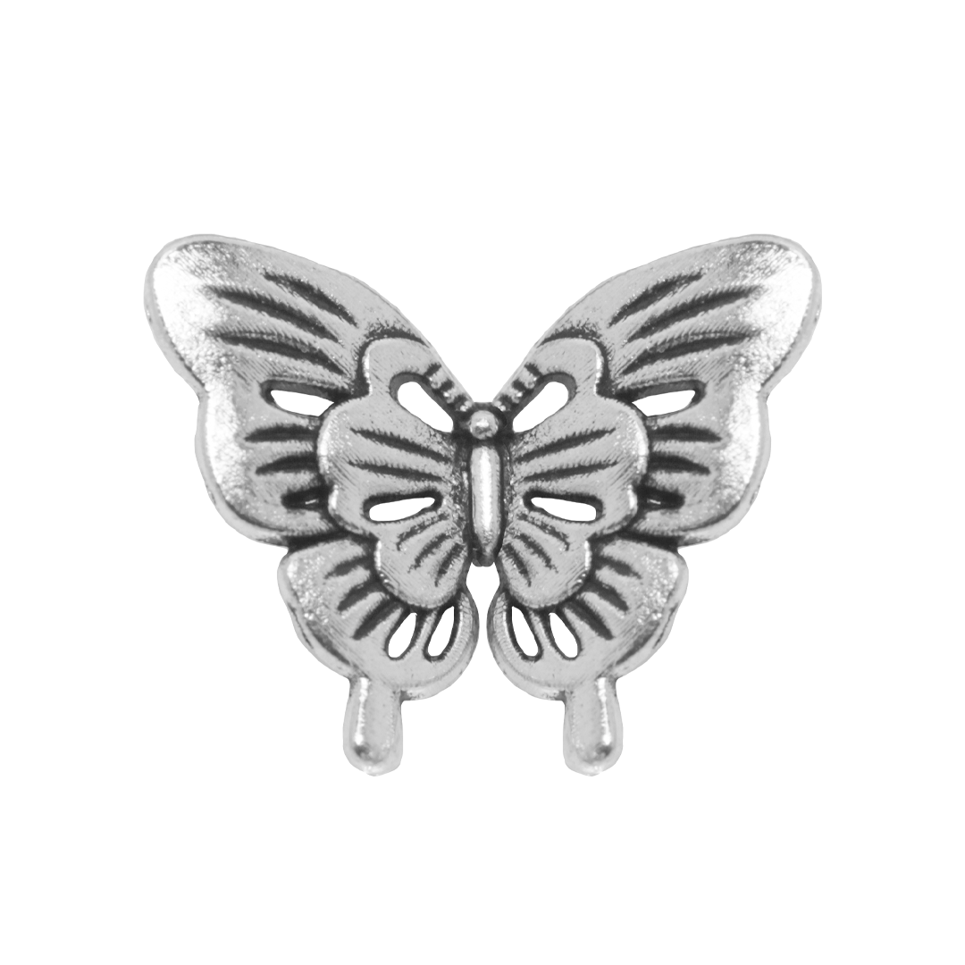 Charm, Butterfly, Silver, Alloy, 12mm x 14mm x 1.2mm, Sold Per pkg of 20