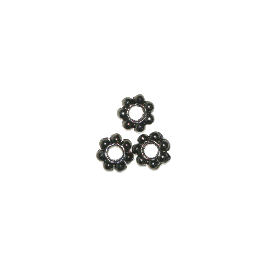 Spacers, Flower Bead, Gunmetal, Alloy, 6mm x 6mm, Sold Per pkg of 40