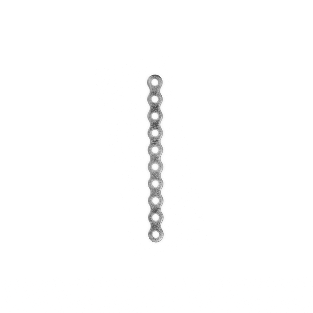 Spacers, Flat Bar, 9-Holes, Silver, Alloy, 3mm x 31.2mm x 0.5mm, Sold Per pkg of 20