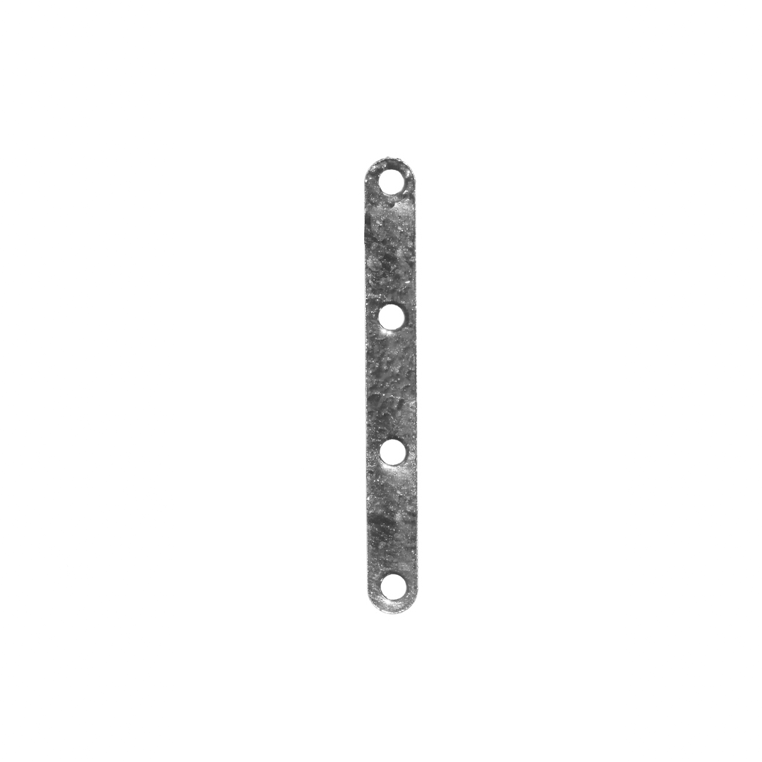Spacers, Flat Bar, 4-Holes, Silver, Alloy, 3mm x 27mm x 0.5mm, Sold Per pkg of 20