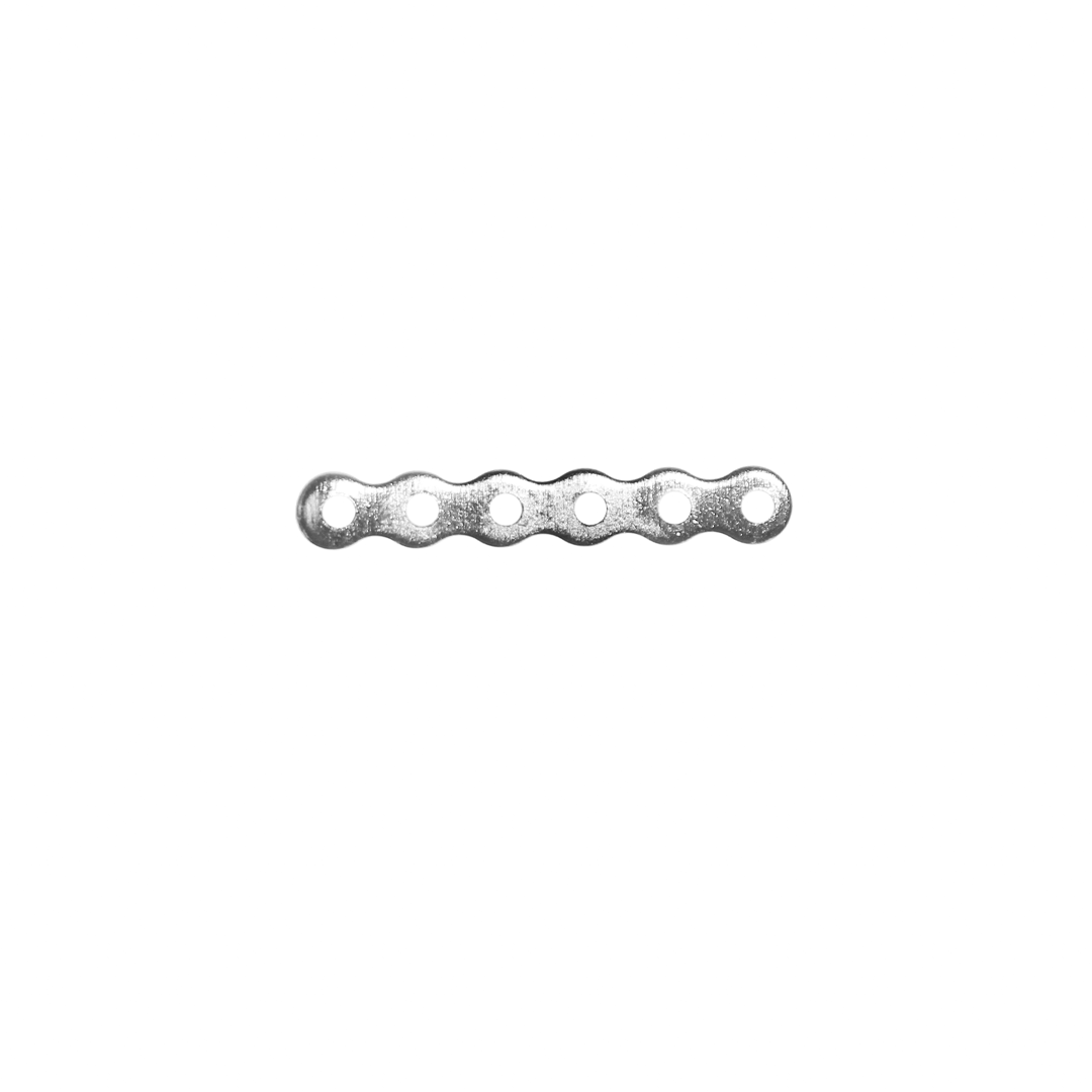 Spacers, Flat Bar, 6-Holes, Alloy, 3.3mm x 20.5mm x 0.5mm, Sold Per pkg of 30, Available in Multiple Colours