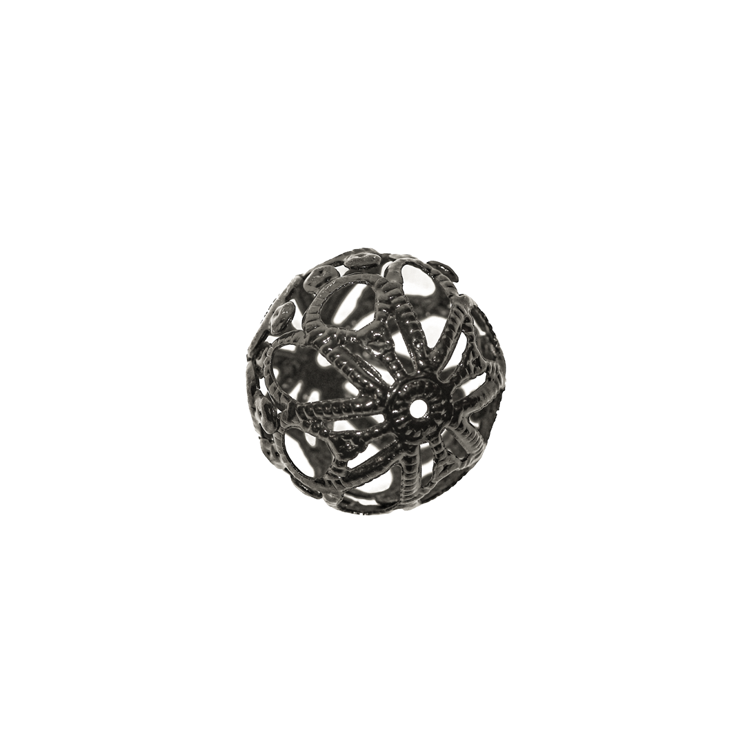 Spacers, Hollow Ball, Alloy, Gunmetal, 18mm x 17mm, Sold Per pkg of 6