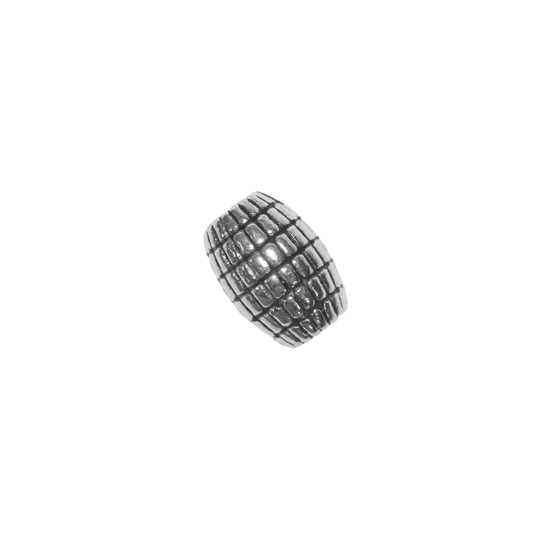 Spacers, Checkered Barrel, Silver, Alloy, 7mm x 5mm, Sold Per pkg of 20