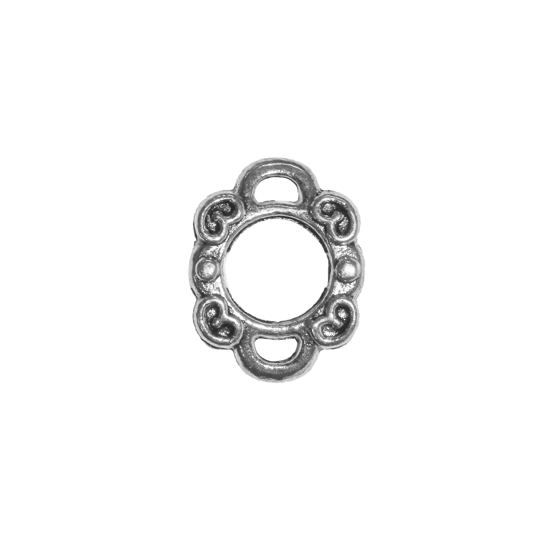 Spacers, Decorative Round, Silver, Alloy, 14mm x 11mm, Sold Per pkg of 8