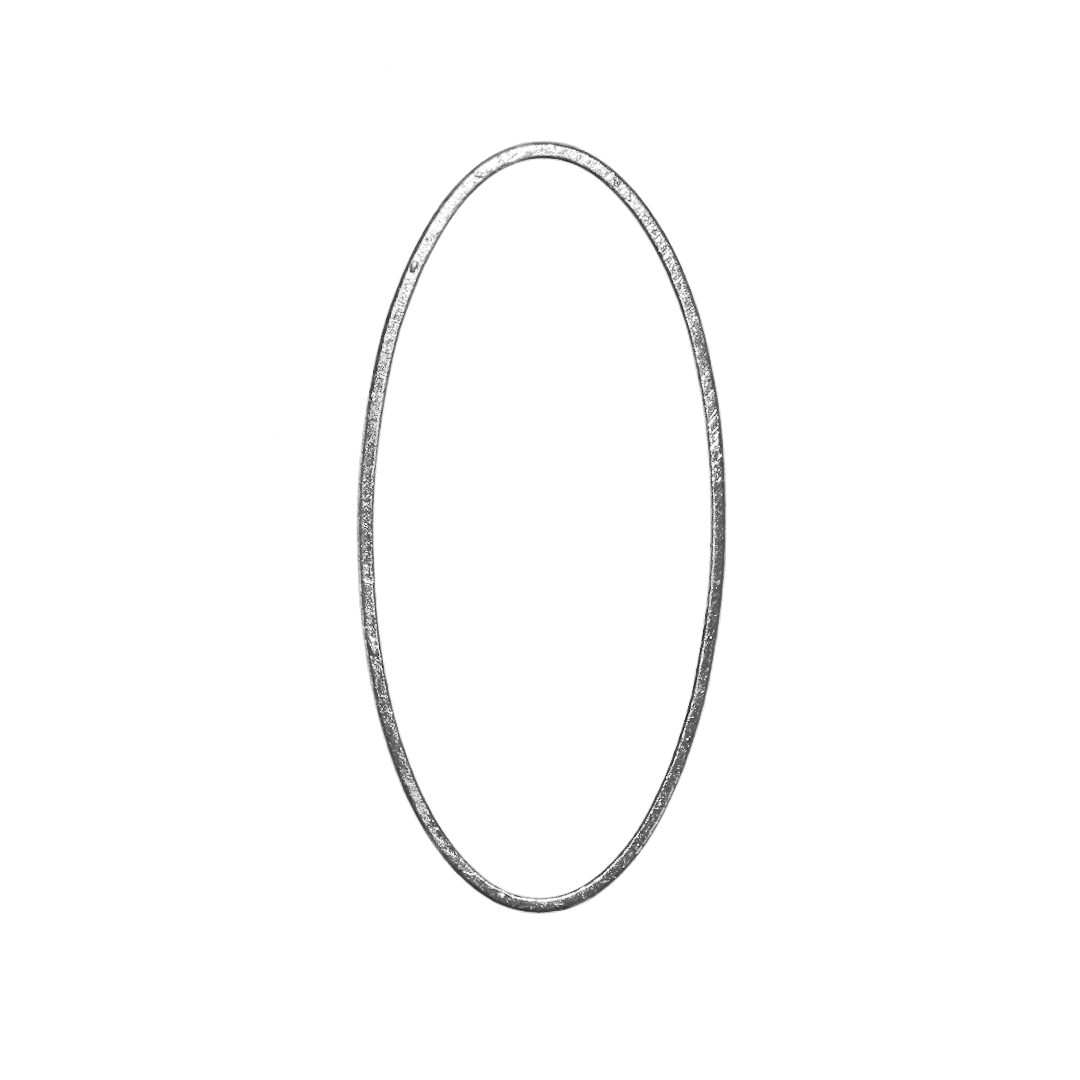 Connector, Plain Long Oval, Silver, Alloy, 40mm x 20mm, Sold Per pkg of 6