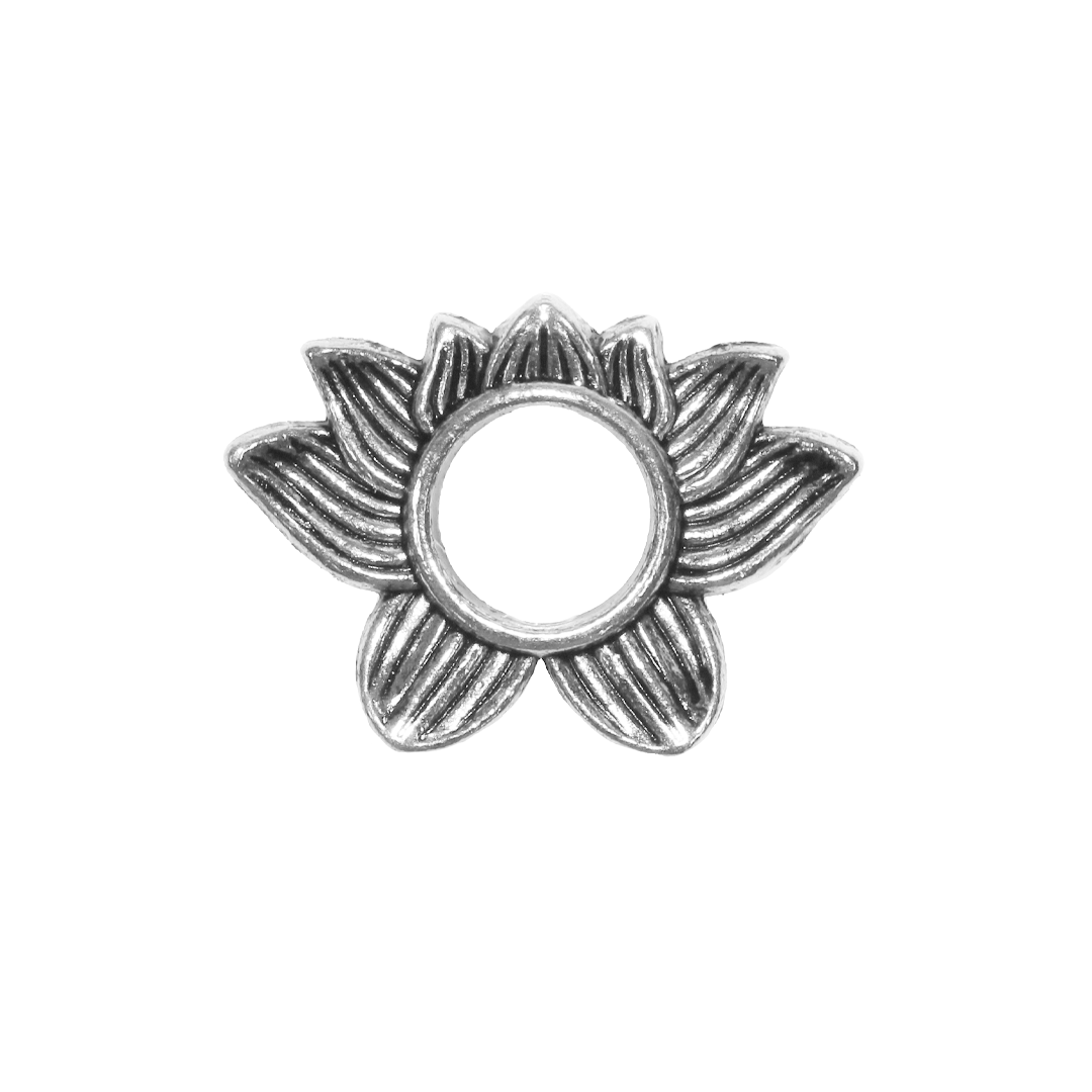Spacers, Lotus Flower Bead, Silver, Alloy, 14mm x 17mm, Sold Per pkg of 4