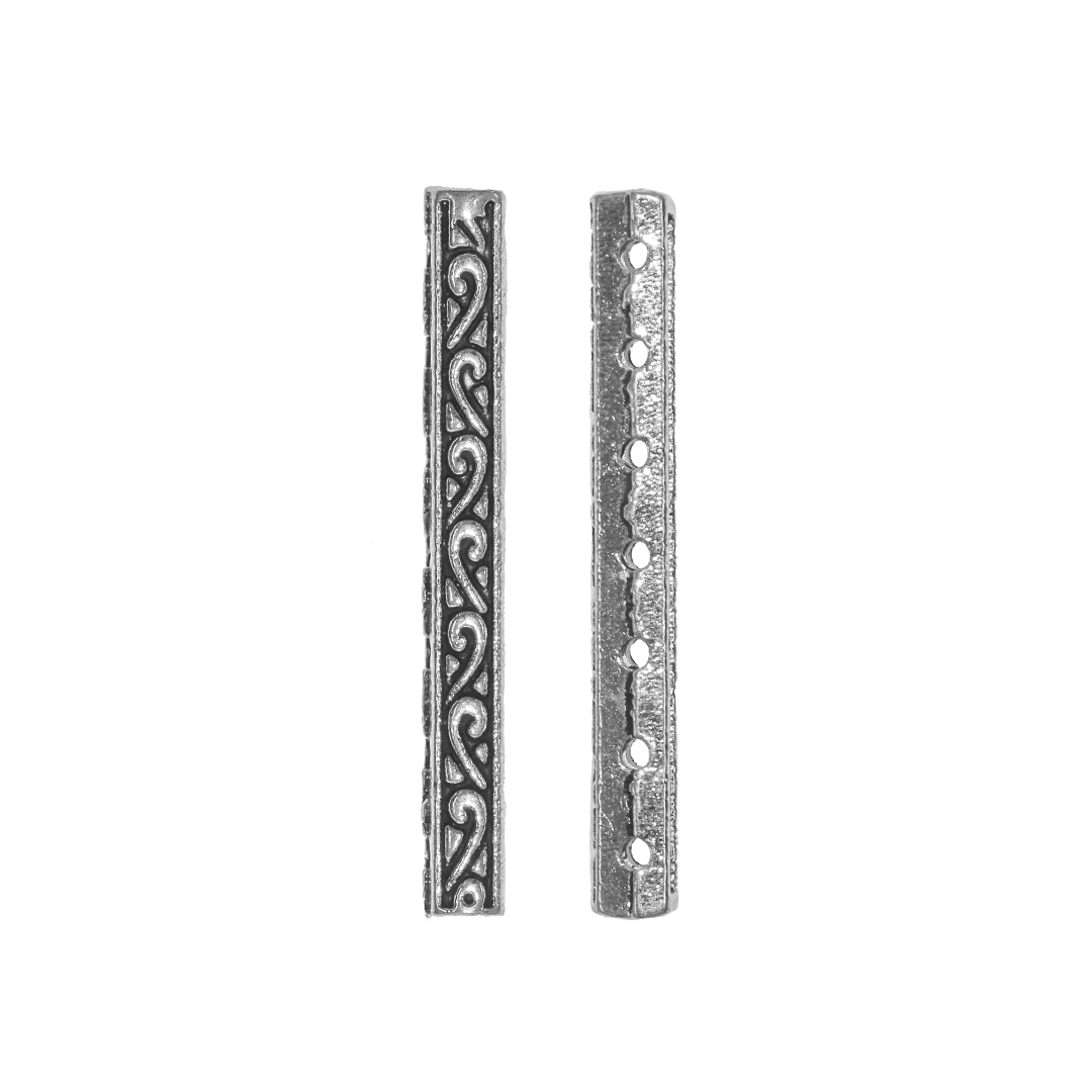 Spacers, Bar, 7-Holes, Silver, Alloy, 4mm x 36.5mm, Sold Per pkg of 8