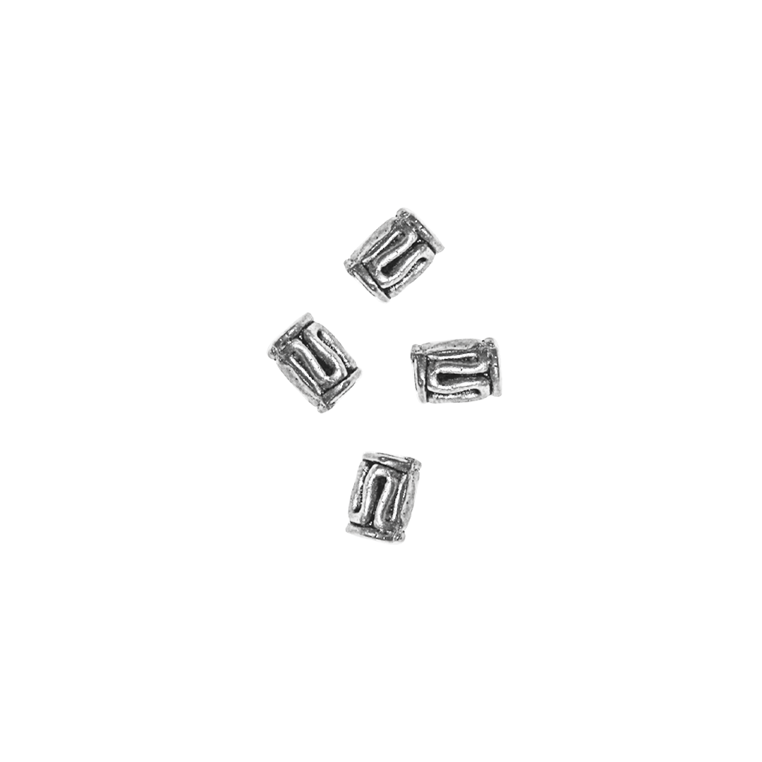 Spacers, Tube Spacer With A Swirl, Alloy, Silver, 5mm x 3.5mm, Sold Per pkg of 30