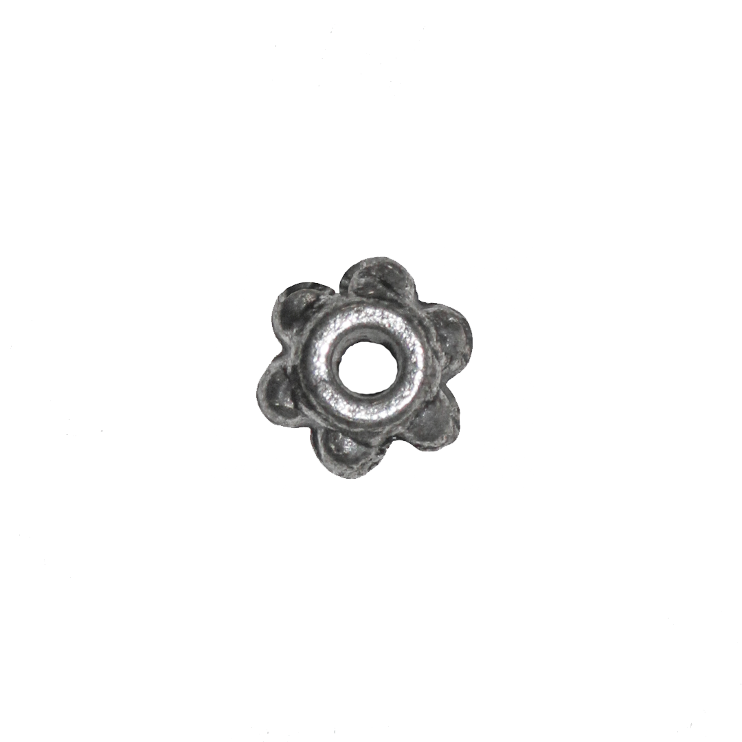 Spacers, Flower Bead, Alloy, Silver, 5.5mm x 5.5mm, Sold Per pkg of 25