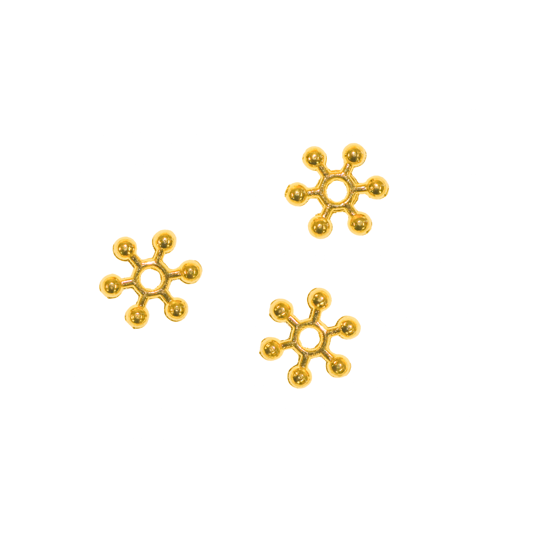 Spacers, Snowflake, Alloy, Gold, 7mm x 7mm, Sold Per pkg of 50