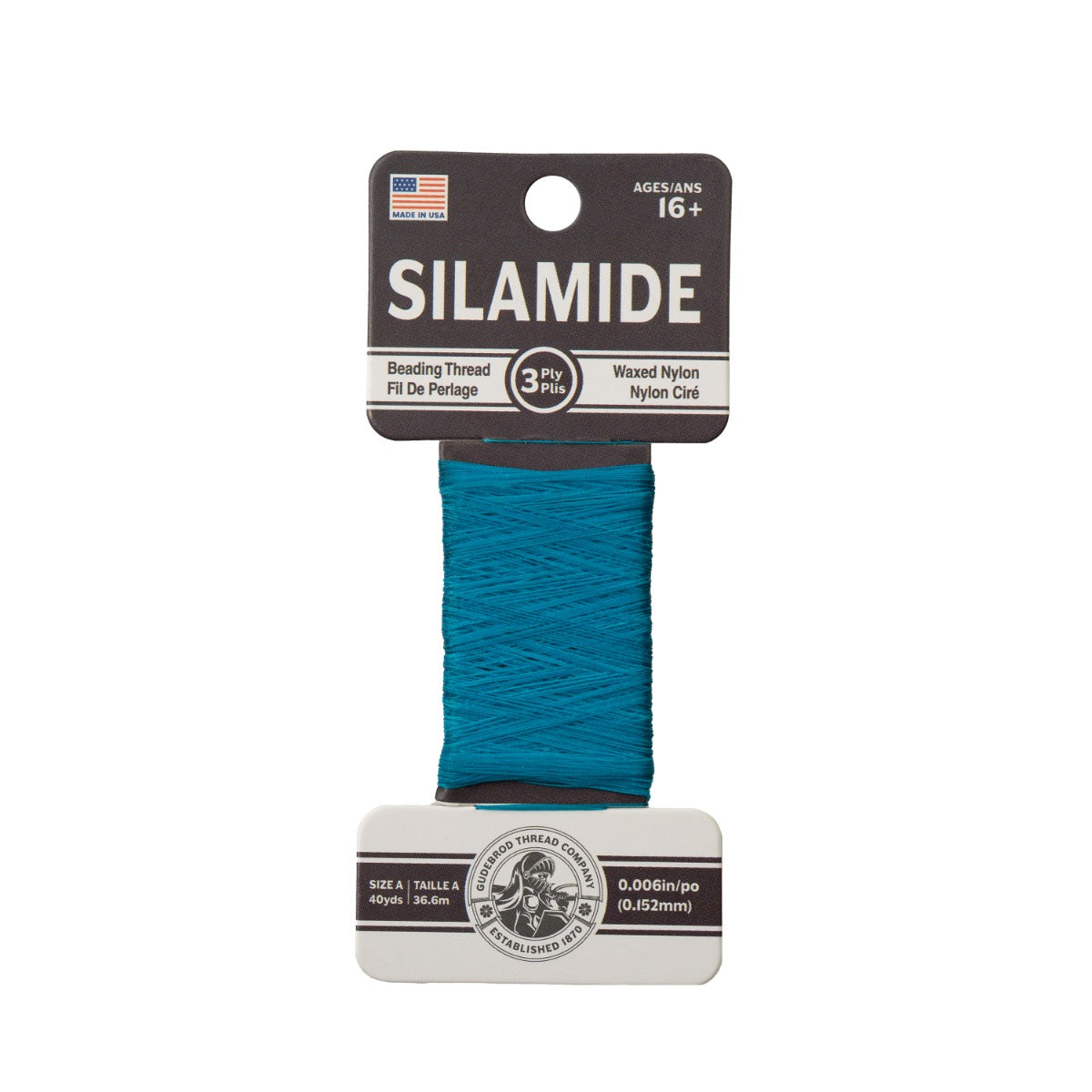 Gudebrod Silamide A (0.15mm) 40 yard Made In USA Turquoise