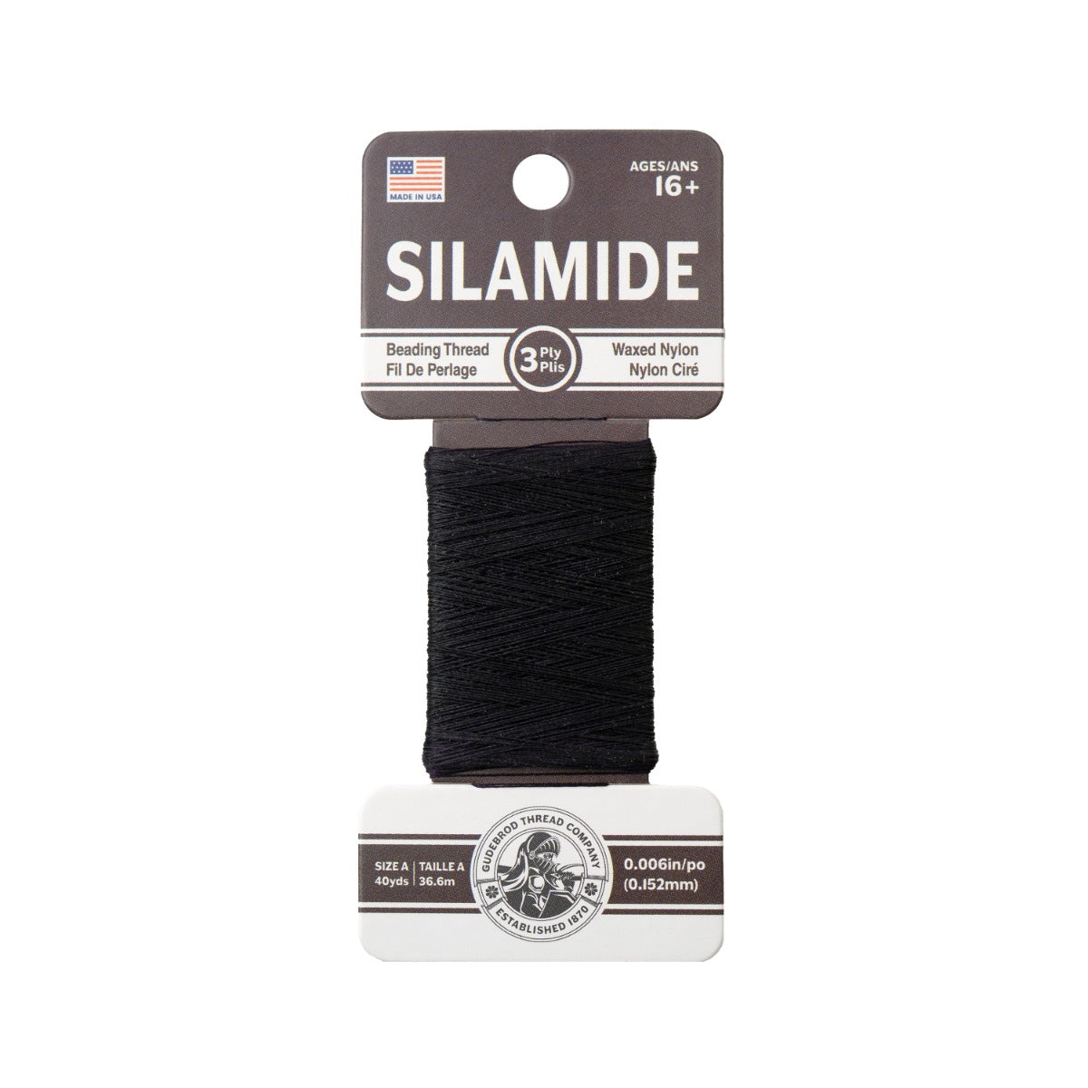 Gudebrod Silamide A (0.15mm) 40 yard Made In USA Dark Blue