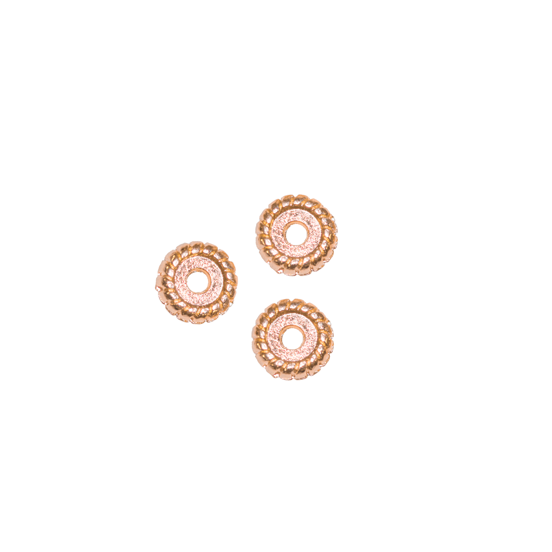Spacers, Wheel Gear, Rose Gold, Alloy, 6mm, Sold Per pkg of 60