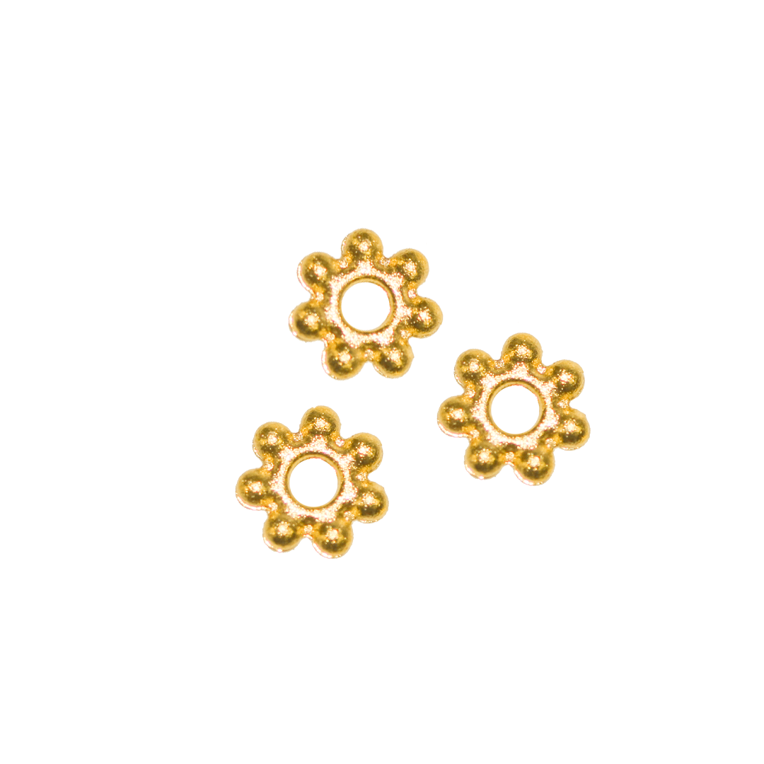 Spacers, Daisy, Gold, Alloy, 4.5mm x 4.5mm, Sold Per pkg of Approx 160+