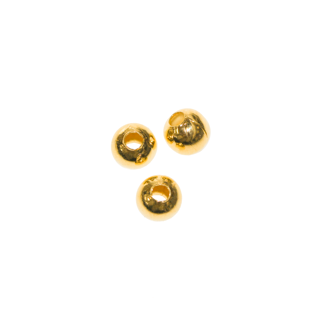 Spacers, Plain Ball, Gold, Alloy, 3mm, Sold Per pkg of Approx 300