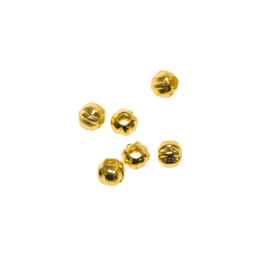 Spacers, Corrugated Round Bead, Gold, Alloy, 3mm x 2.7mm, Sold Per pkg of Approx 280