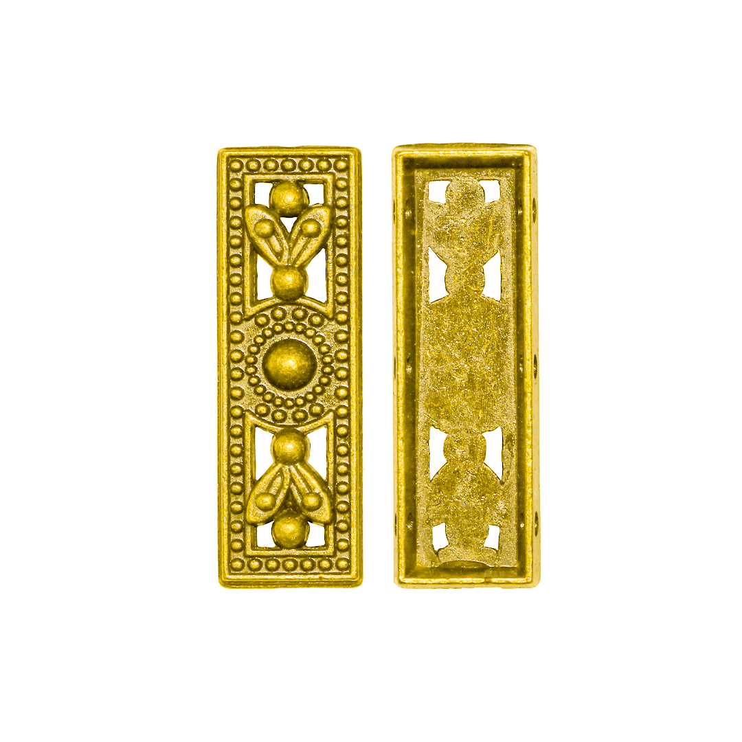 Spacers, Barrel  Bar Spacer, Gold, Alloy, 25mm x  8mm x 3mm,  Sold Per pkg of 4