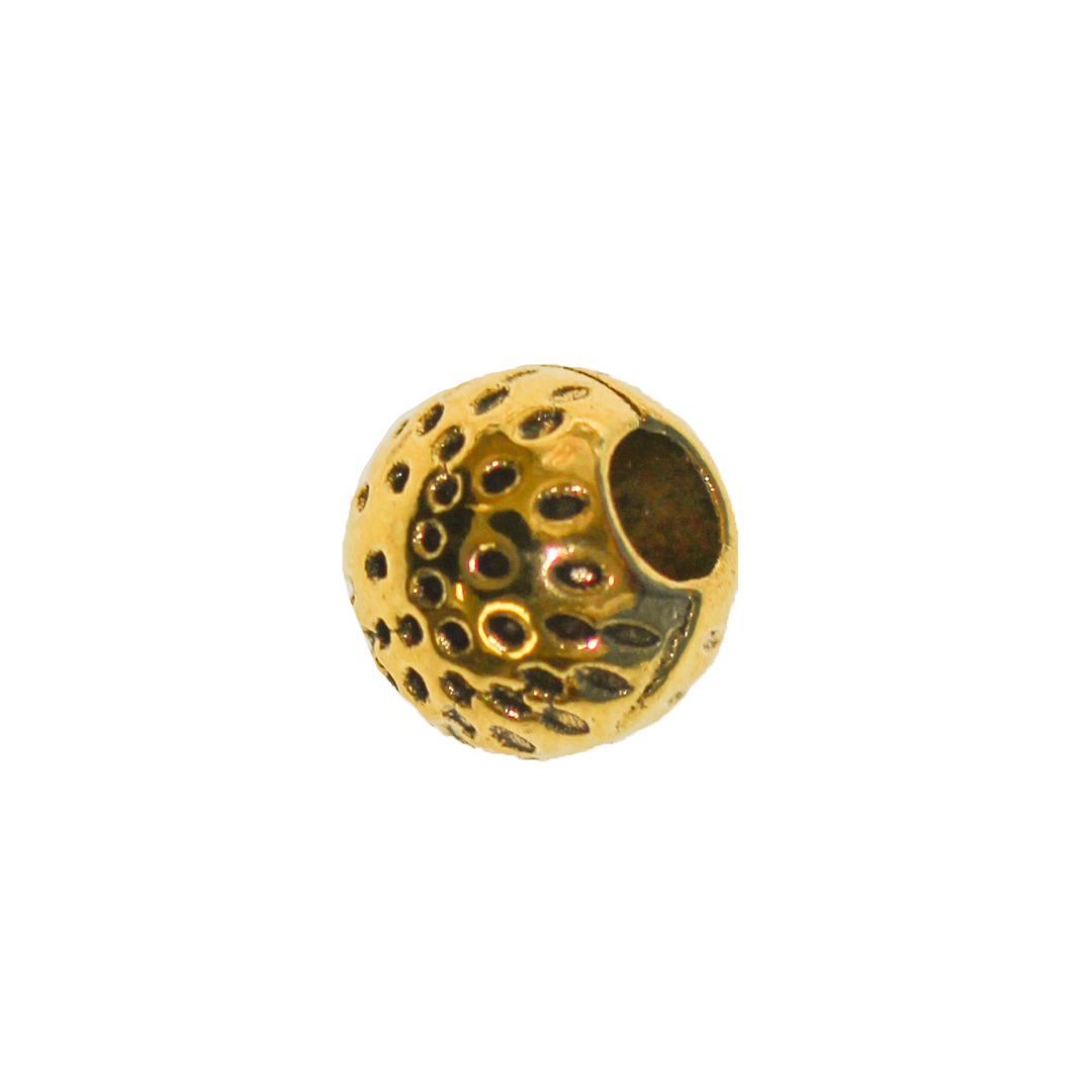 Spacers, Dotted Round, Gold, Alloy, 7mm x 6mm, Sold Per pkg of 20