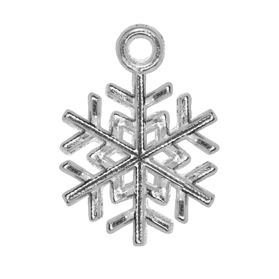 Charms, Snowflake, Bright Silver, Alloy, 19.5mm x 15mm x 1.2mm, Sold Per pkg of 16