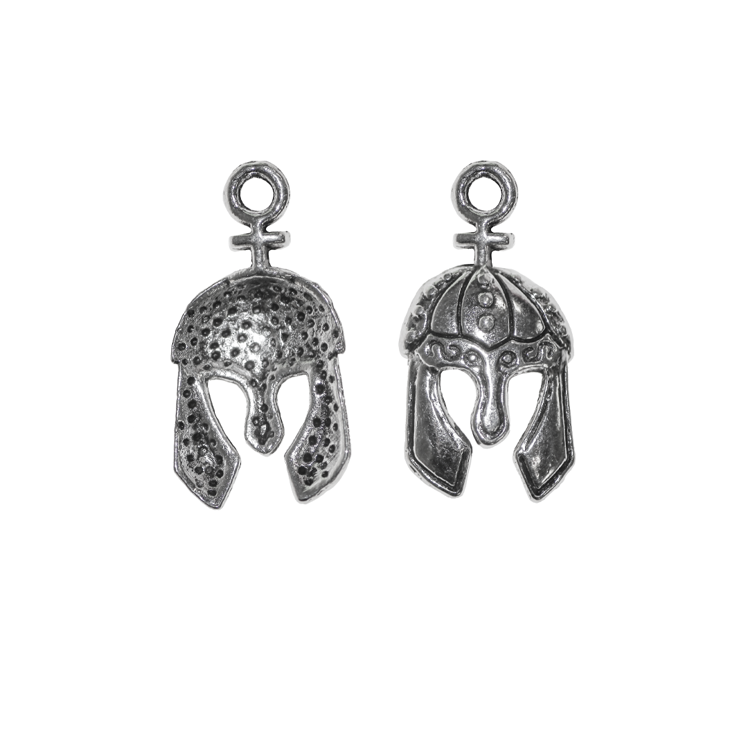 Charms, Spartan Helmet, Silver, Alloy, 24.5mm x 12.5mm, Sold Per Pkg of 8