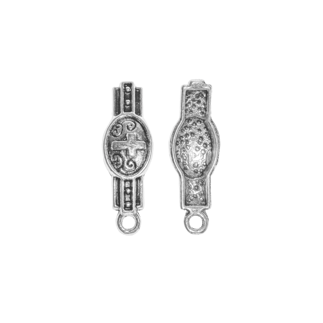 Charms, Cross, Silver, Alloy, 22.5mm x 7.5mm, Sold Per pkg 12