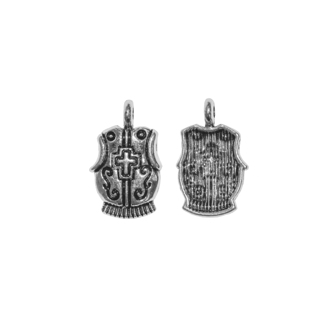Charms, Cross Shield, Silver, Alloy, 16mm x 9.5mm, Sold Per pkg 12